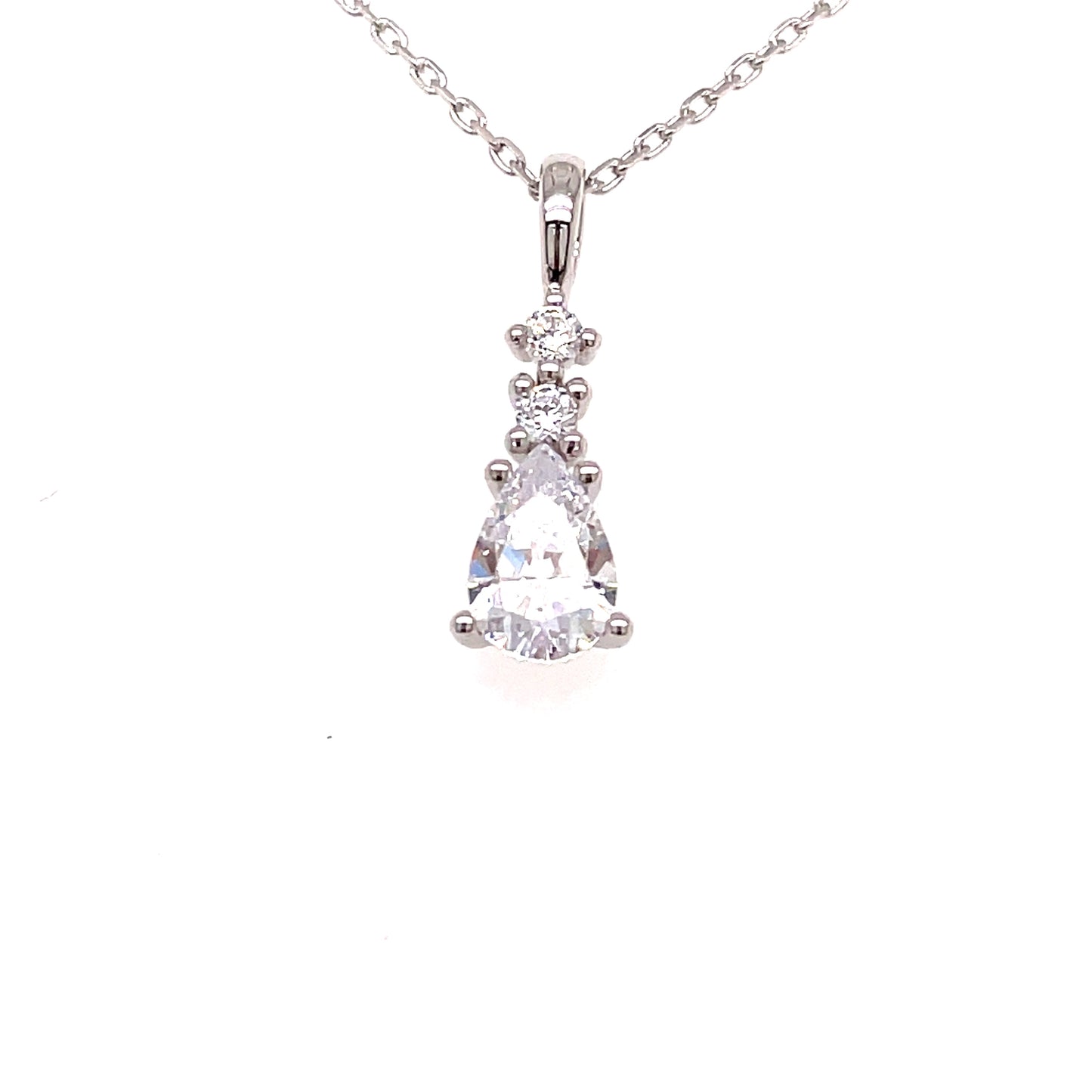 9ct White Gold Cubic Zirconia Pear Drop Pendant