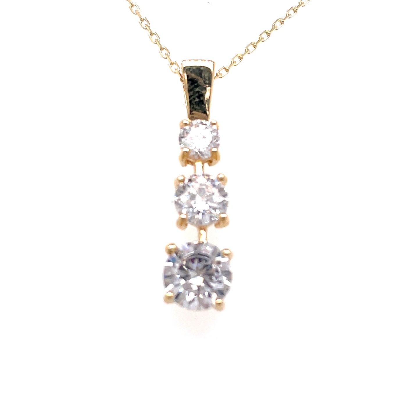 9ct Cubic Zirconia Three Stone Drop Pendant