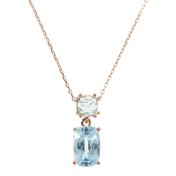 9ct Rose Gold Blue Topaz And Amethyst Pendant