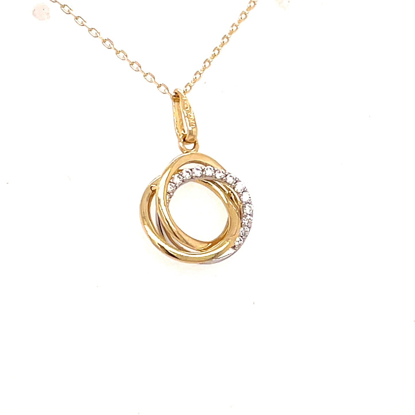 9ct Gold Three Tone Cubic Zirconia Knot Pendant