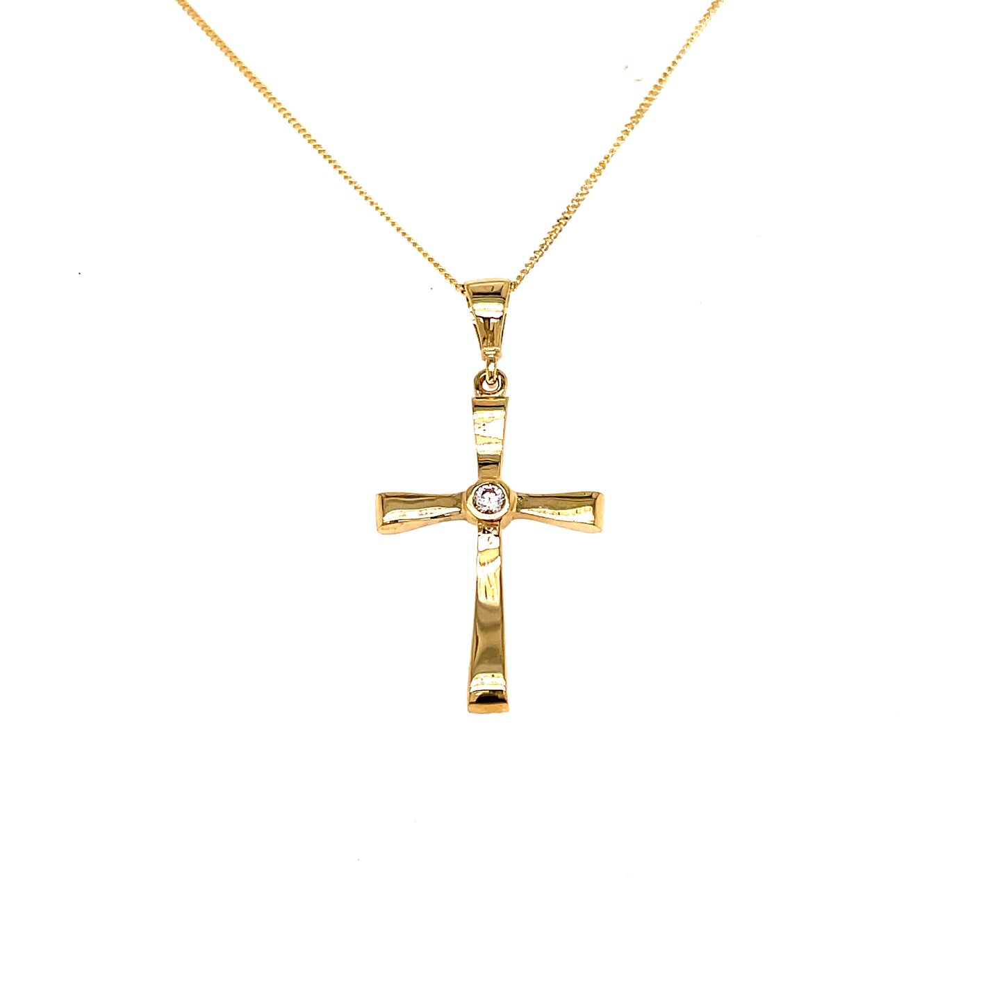 9ct Gold Cubic Zirconia Centre Cross Pendant