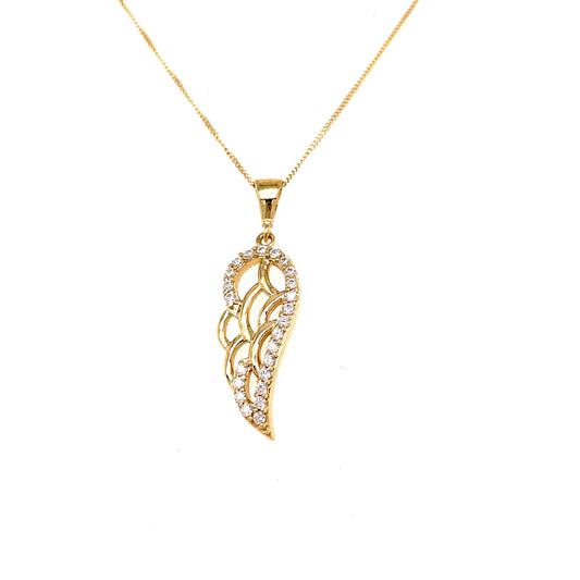 9ct Gold Open Cubic Zirconia Angel Wing Pendant