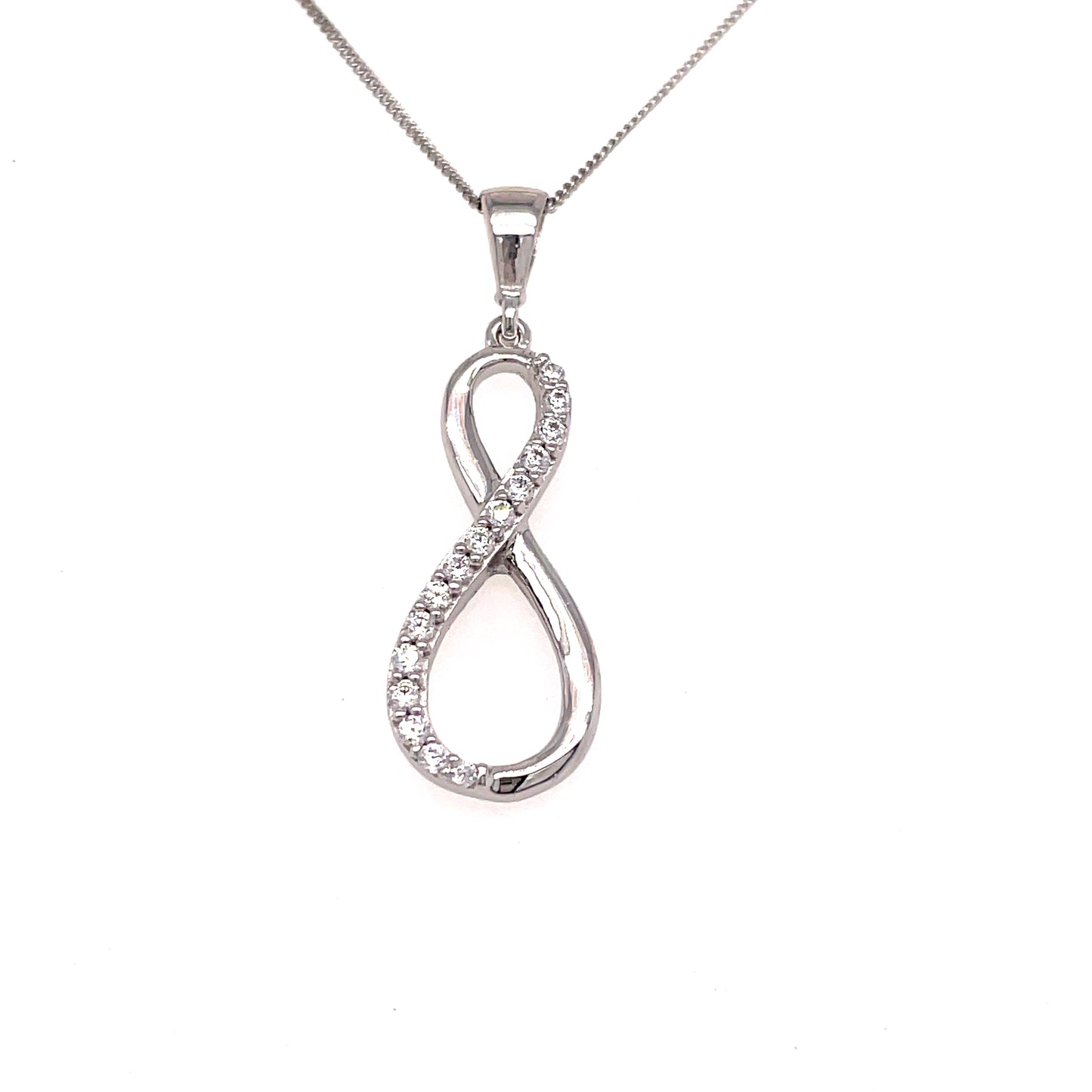 9ct White Gold Cubic Zirconia Infinity Pendant