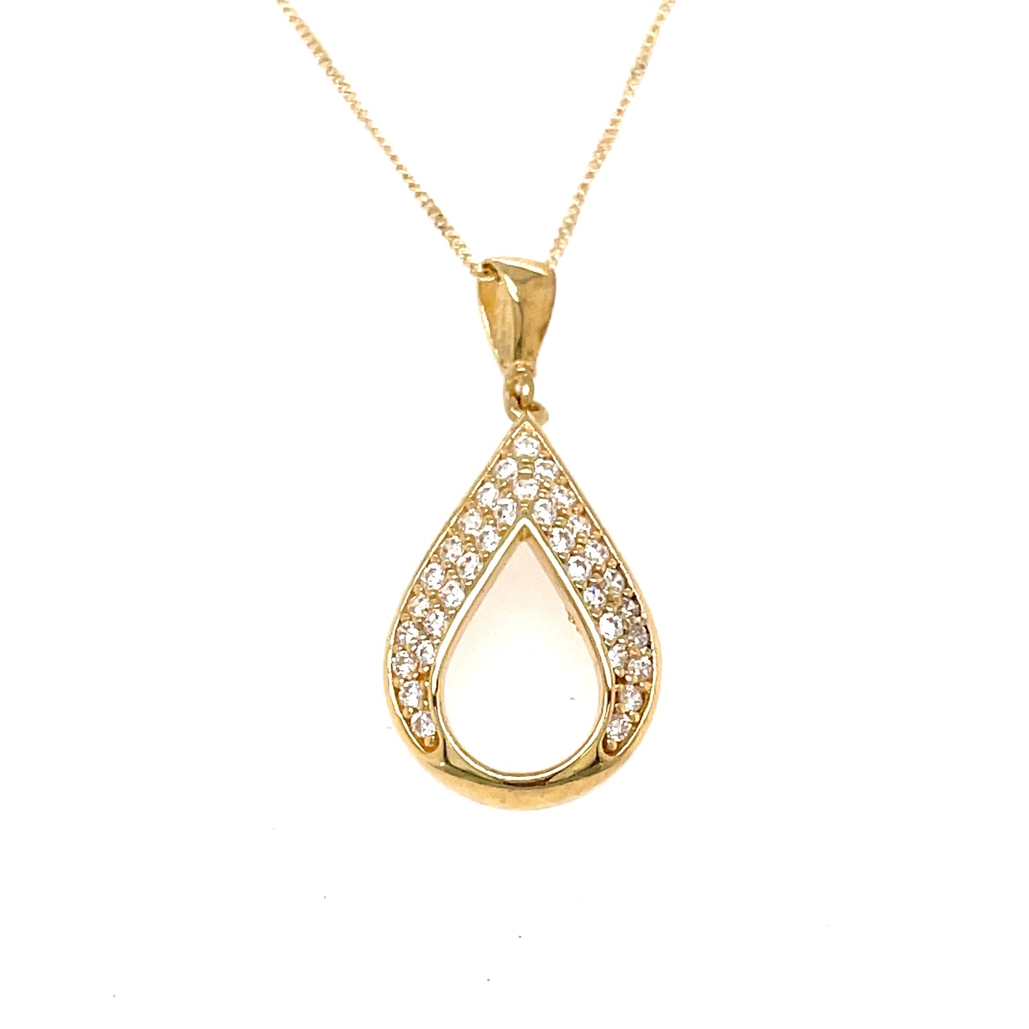 9ct Open Pear Cubic Zirconia Pendant