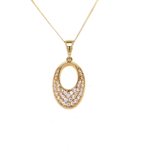 9ct Open Centre Cubic Zirconia Oval Pendant