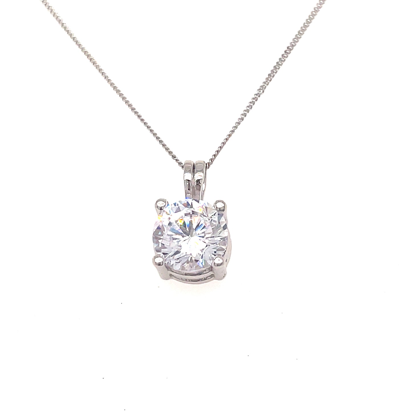 9ct Gold 7mm Round Claw Set CZ Pendant