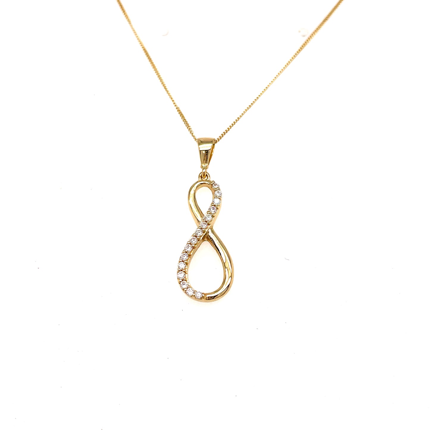 9ct Gold Polish And  Cubic Zirconia Set Infinity Pendant