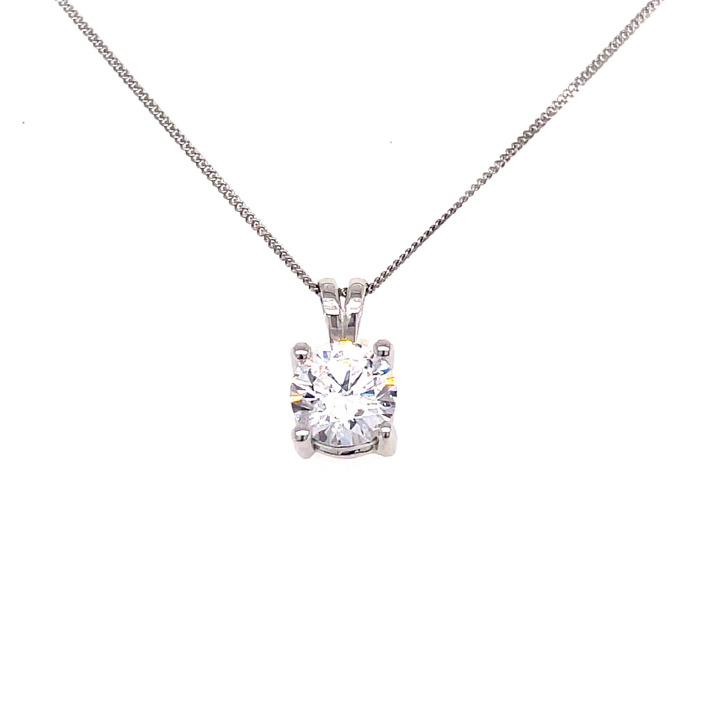 9ct White Gold 6mm Round Cubic Zirconia Claw Set Pendant