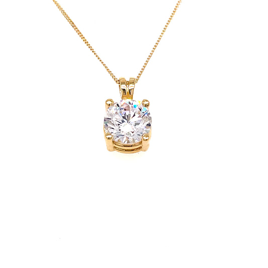 9ct Gold 7mm Round Solitaire Cubic Zirconia Claw Set Pendant