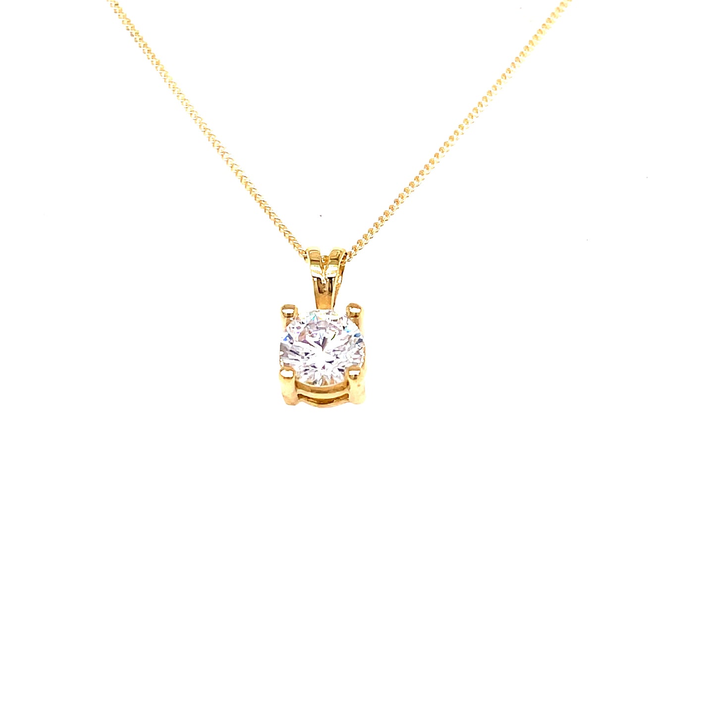 9ct Gold 5mm Round Cubic Zirconia Claw Set Pendant