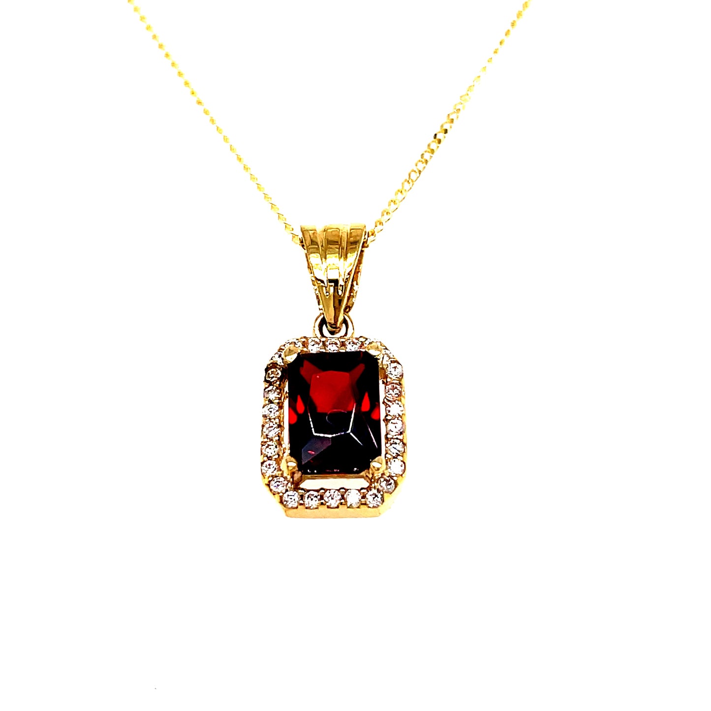 9ct Rectangle Cubic Zirconia And Synthetic Garnet Pendant