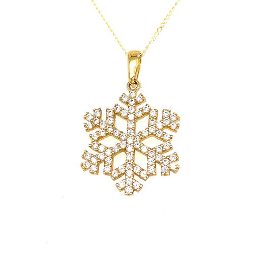 9ct Cubic Zirconia Snowflake Pendant
