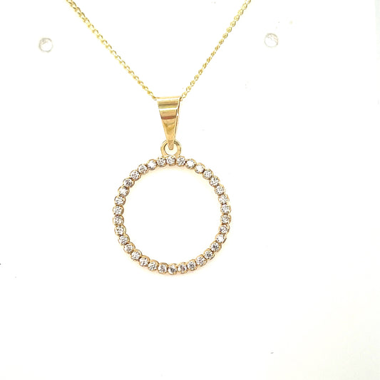 9ct Gold Open Circle Cubic Zirconia Pendant