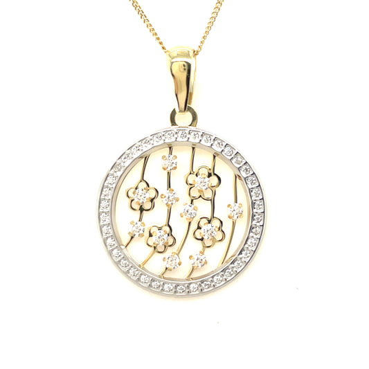 9ct Gold Open Fancy Cubic Zirconia Floral Centre Pendant