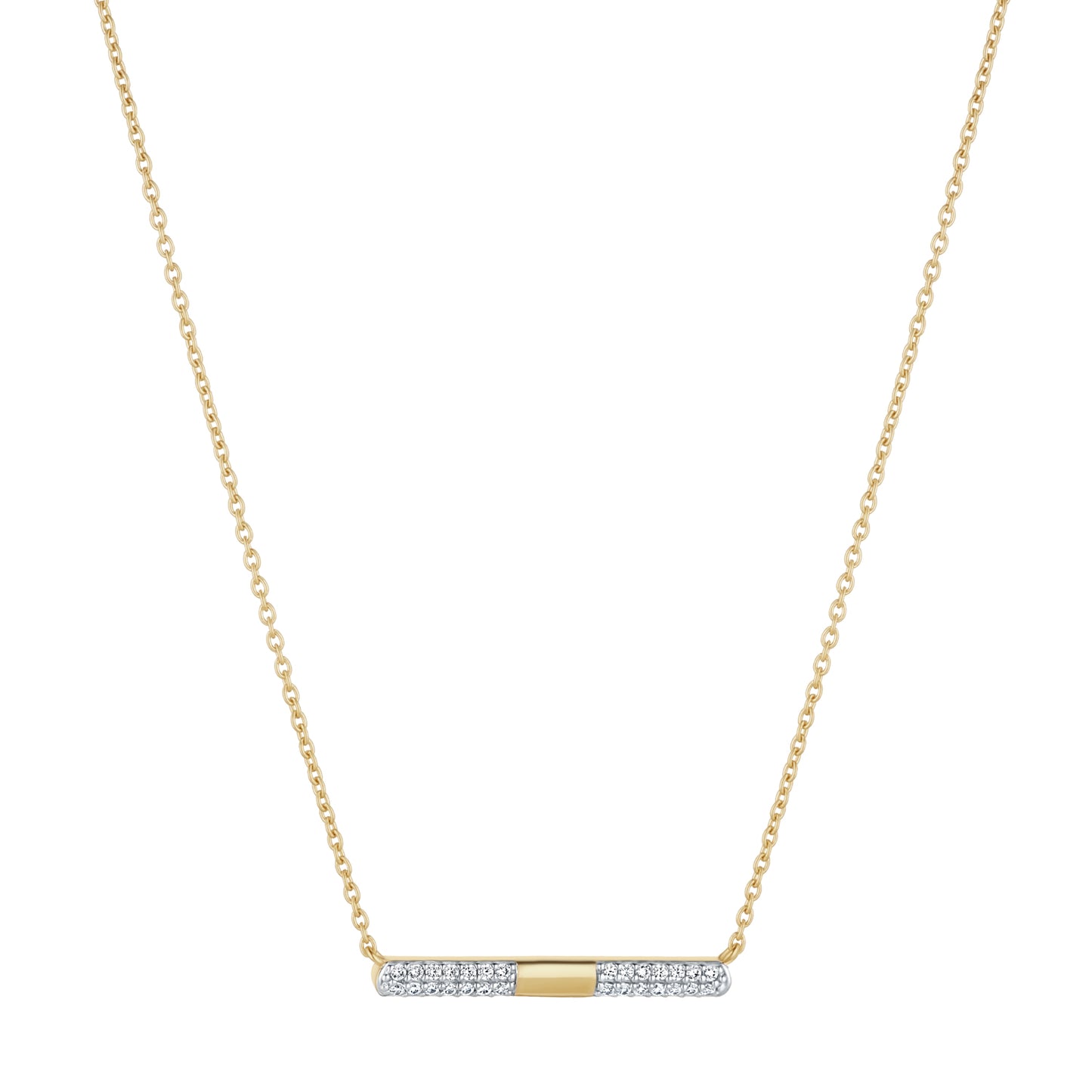 9ct Cubic Zirconia/Polished Bar Necklet