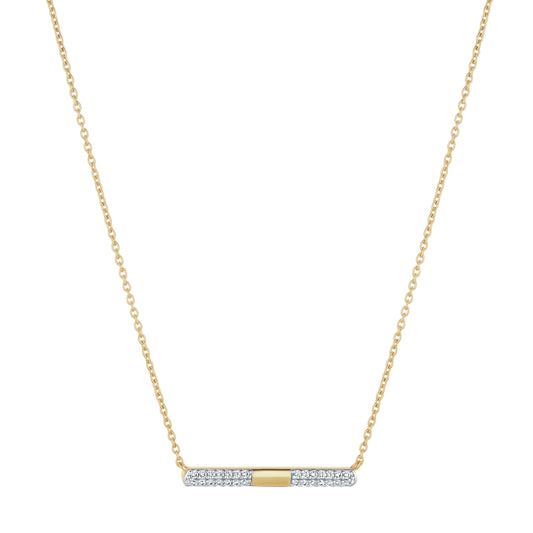 9ct Cubic Zirconia/Polished Bar Necklet