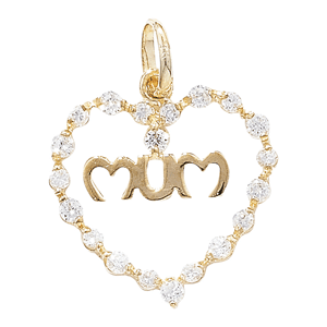 9ct Gold CZ Set Heart "Mum" Pendant