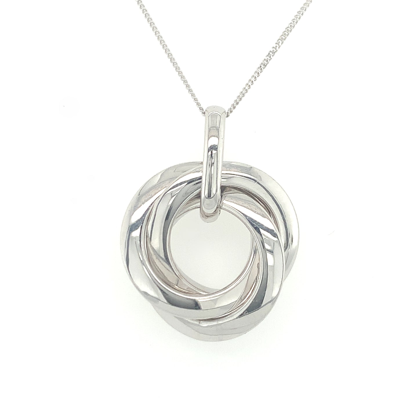 9ct White Gold Three Circle Pendant