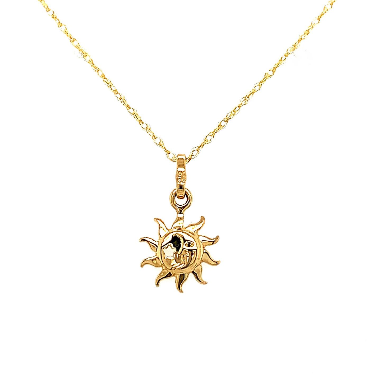 9ct Plain Sun Moon And Star Pendant