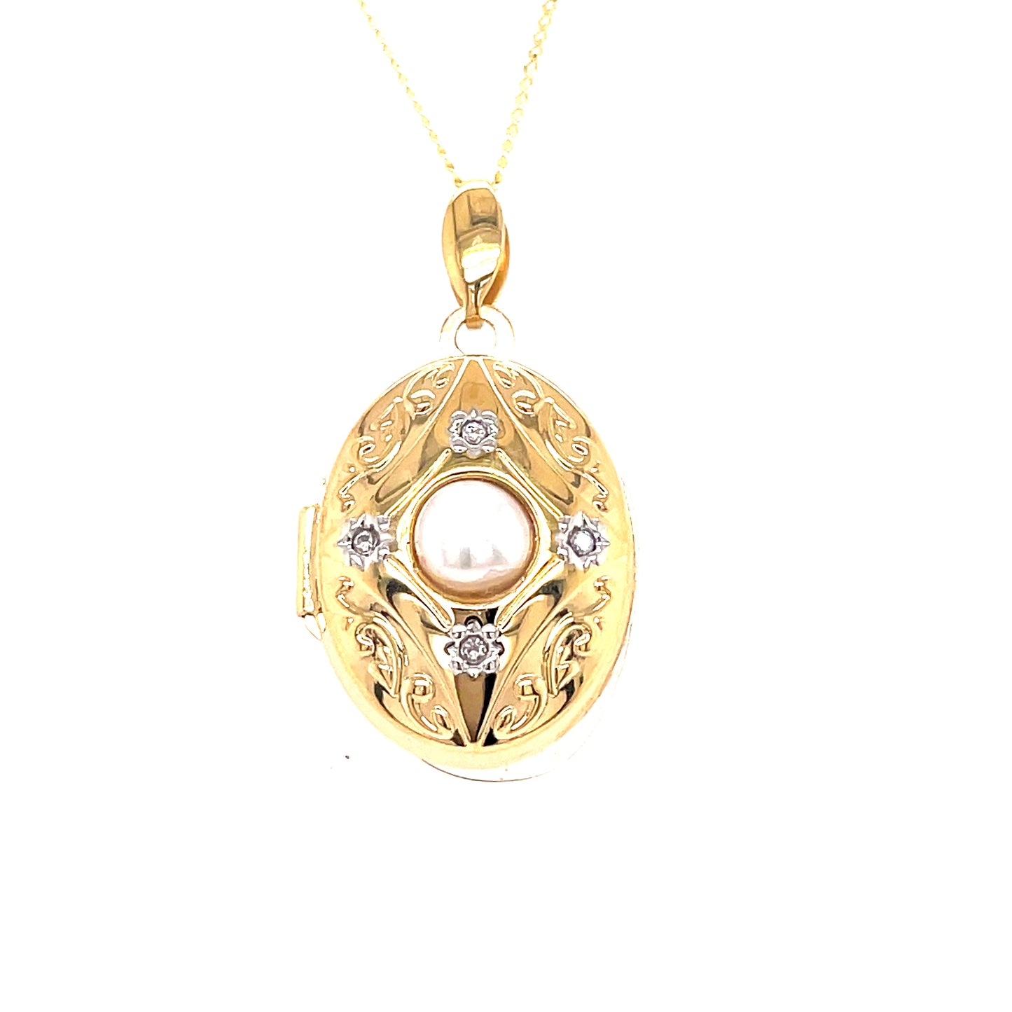 9ct Oval Cubic Zirconia And Pearl Locket