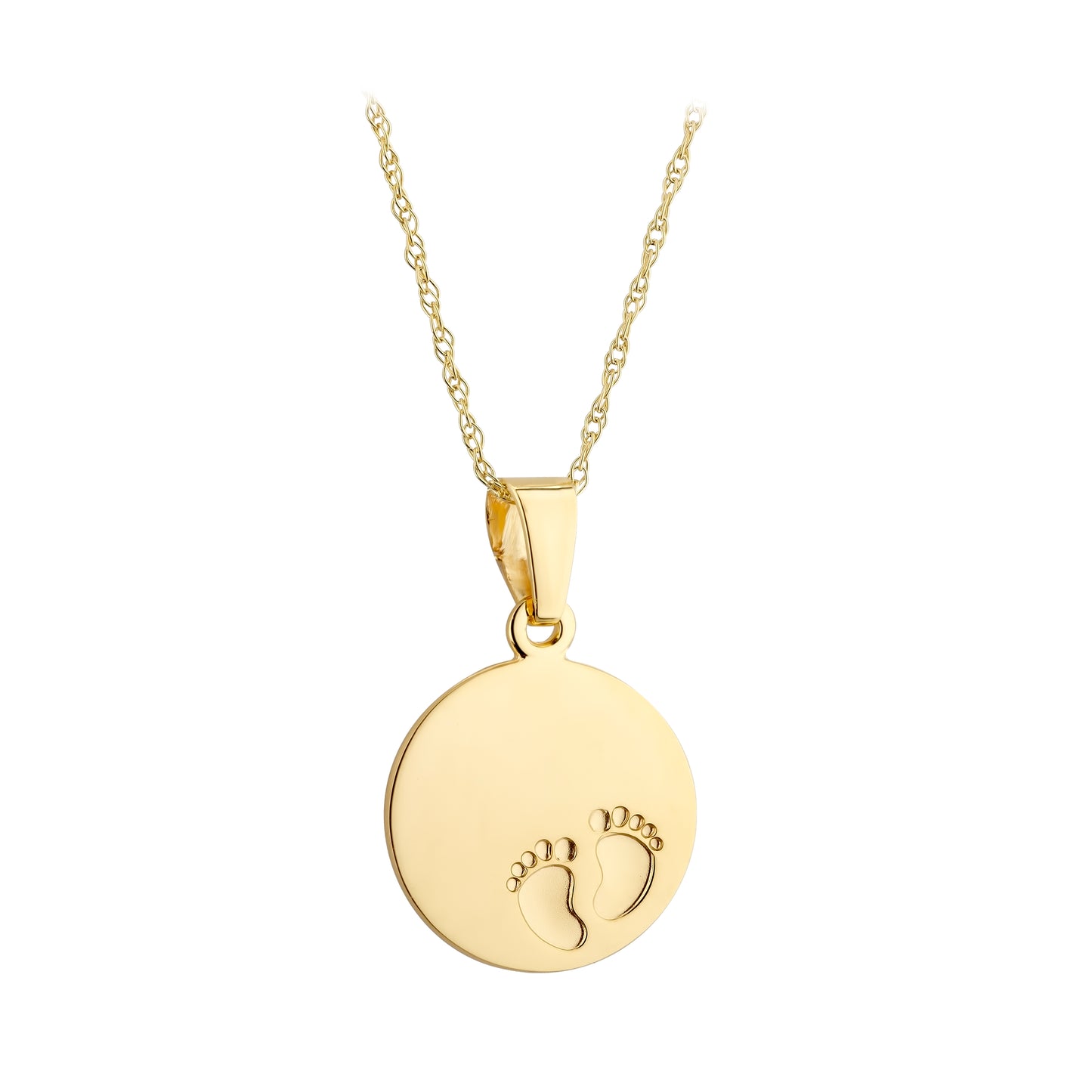 9ct Gold Baby Feet Disc Pendant