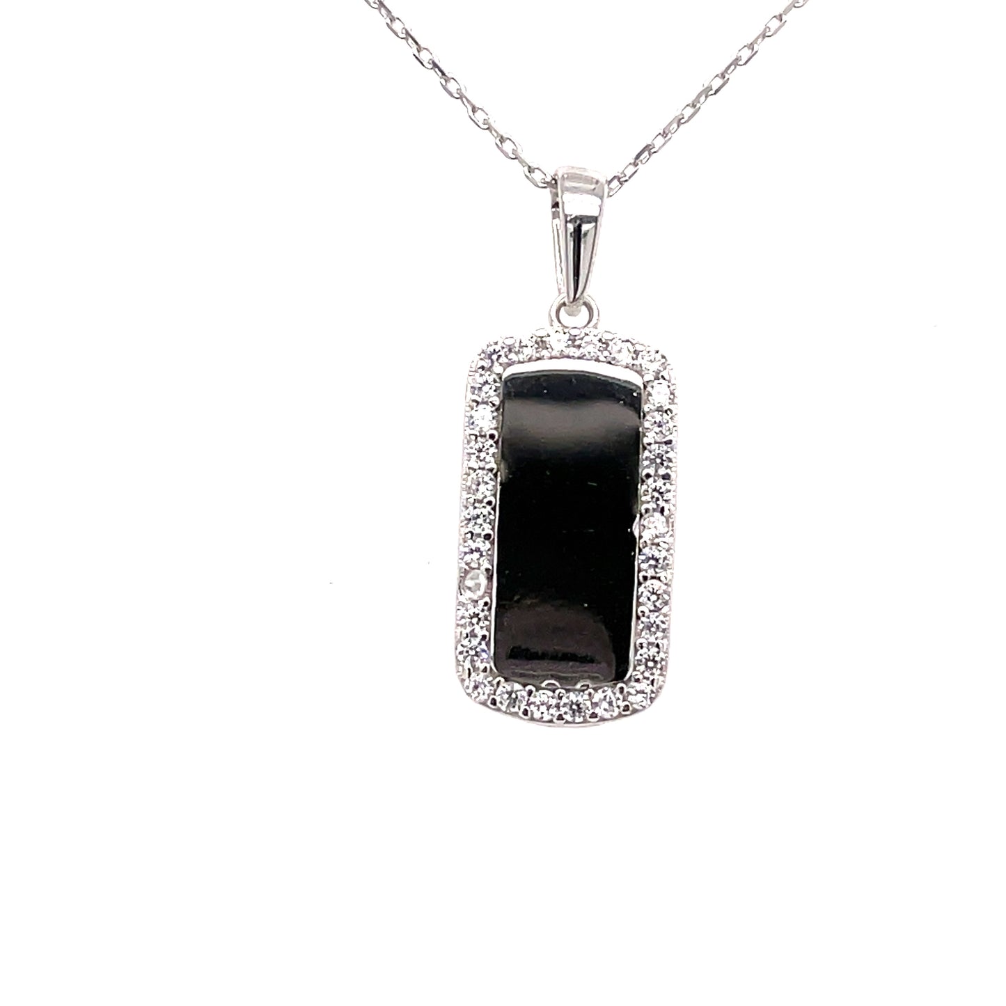 9ct White Gold Cubic Zirconia Edged Disc Pendant