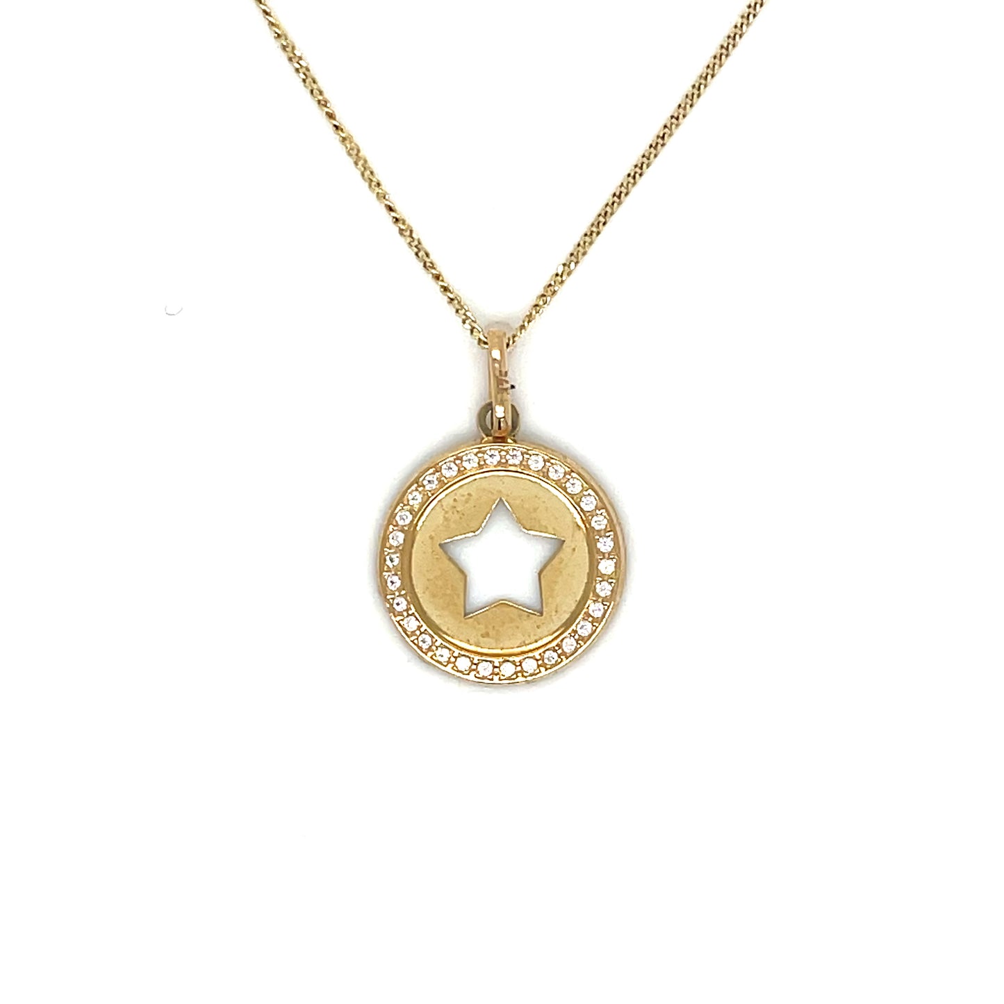 9ct Gold Open Star Disc Pendant