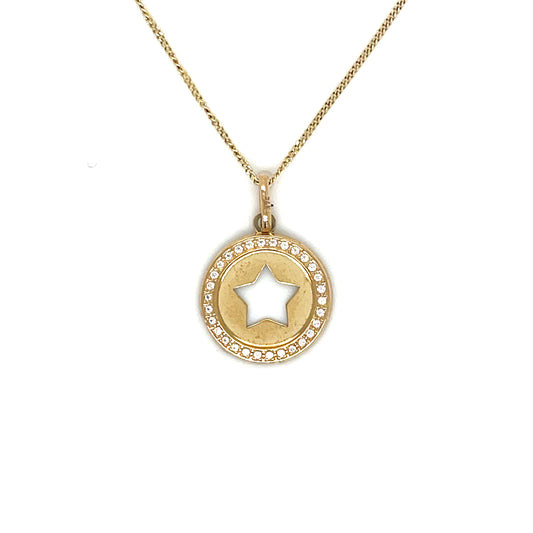 9ct Gold Open Star Disc Pendant