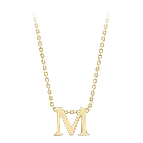 9ct Yellow Gold Plain Initial M Pendant