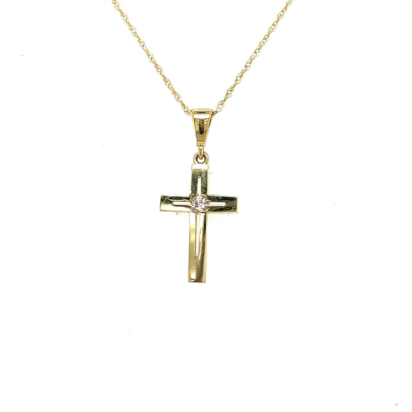 9ct Pnd Cz Opn Cen Cross