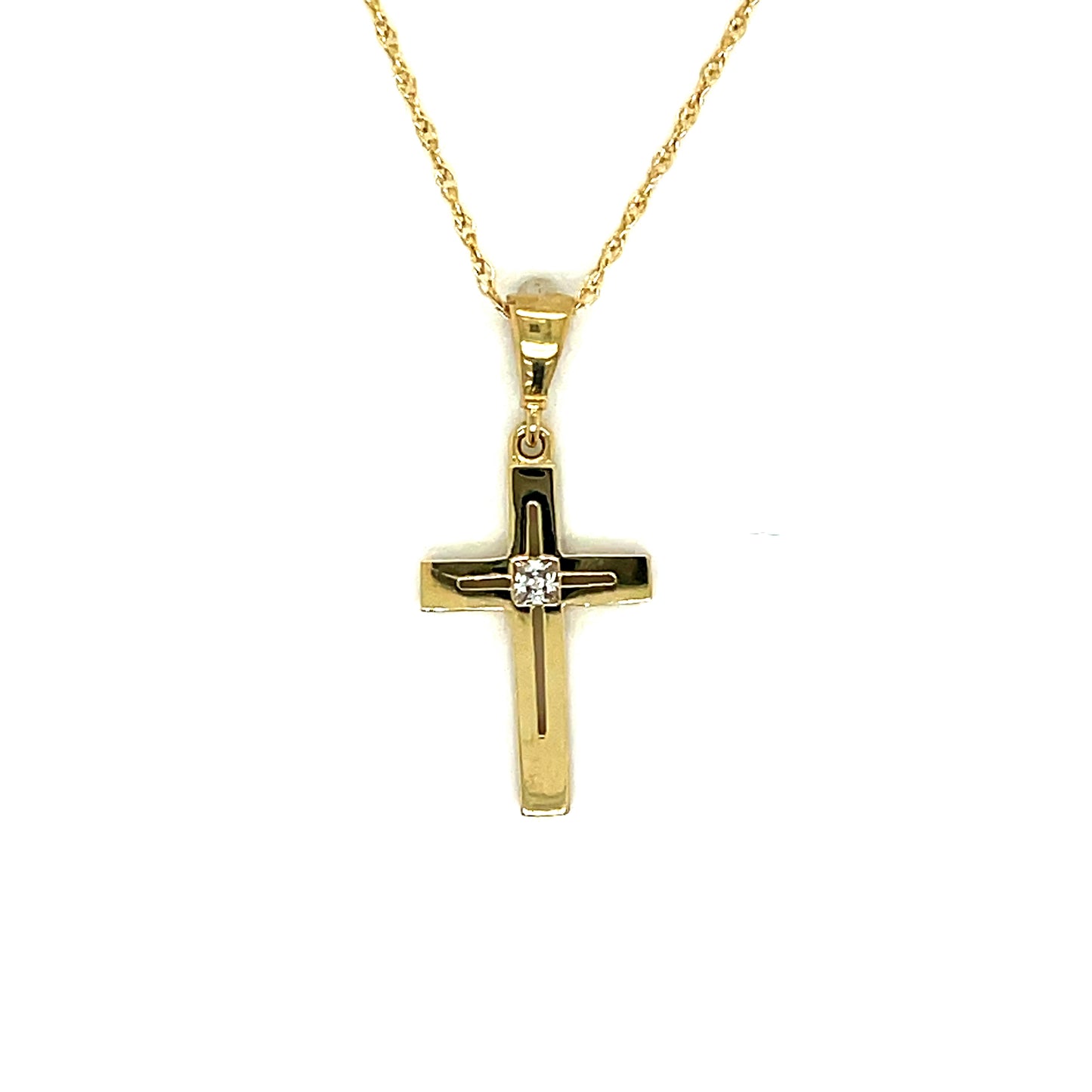 9ct Pnd Cz Opn Cen Cross
