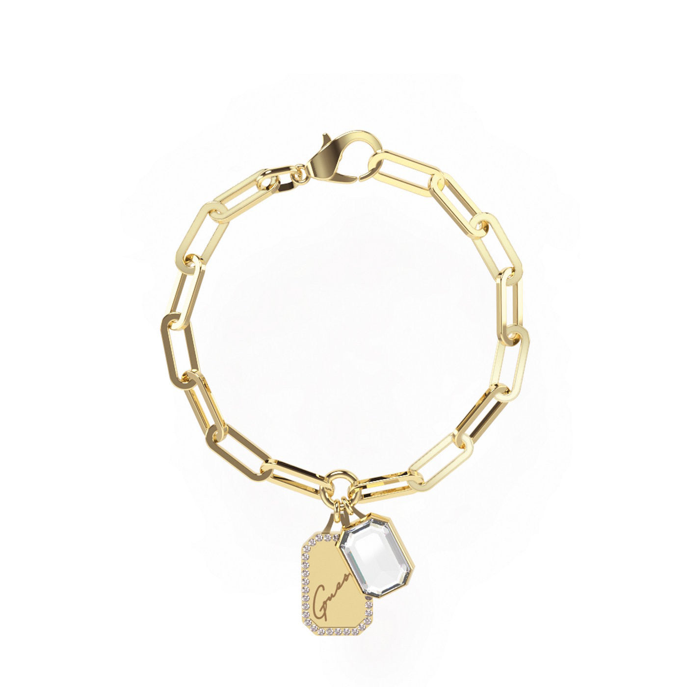 Guess Gold Plated Cubic Zirconia Charm Bracelet