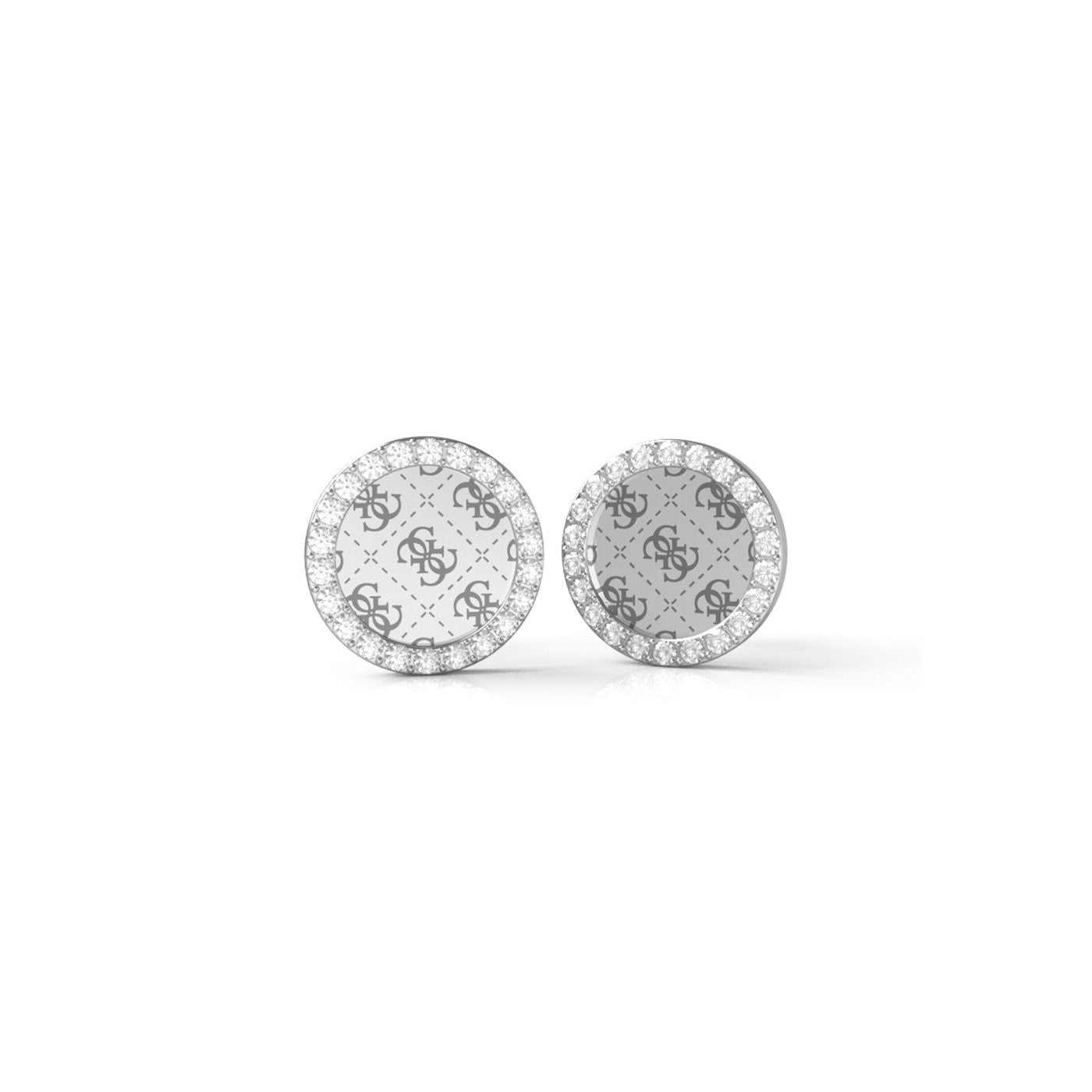 Guess Silver Plated Cubic Zirconia Button Stud Earring