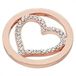 Rose Stone Set Heart Coin