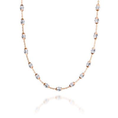 Rose And Silver Plated Beaded Effect Chain