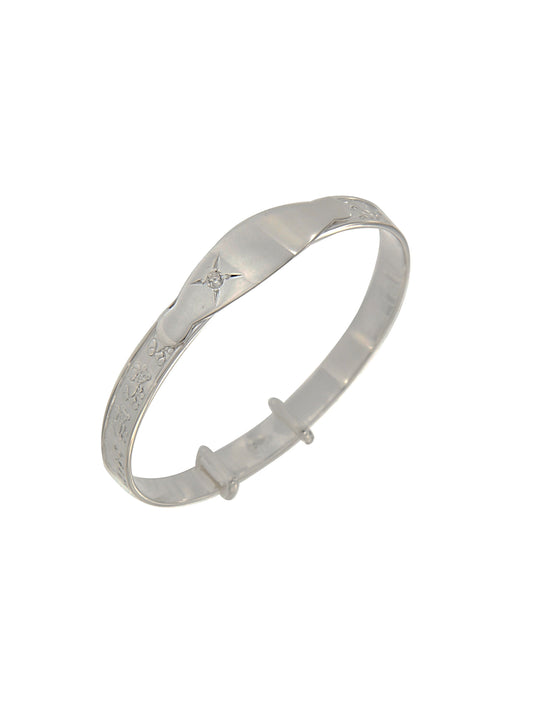 Sil Bangle Baby Teddy Cz