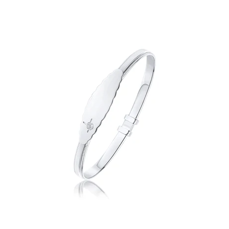 Sterling Silver Plain Baby Bangle With Cubic Zirconia