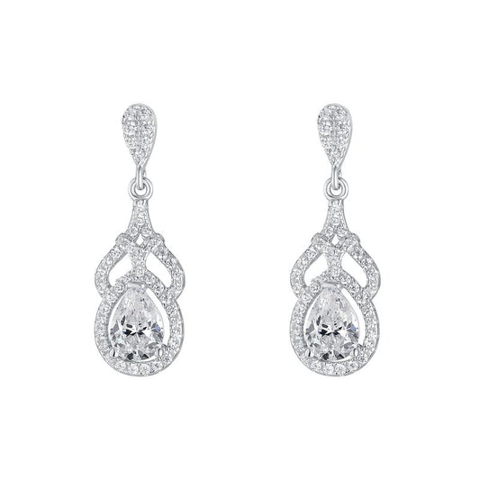 Sterling Silver Pear Cubic Zirconia Fancy Drop Earring