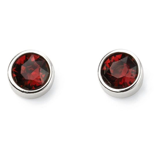 Sterling Silver Garnet January Birthstone Earring