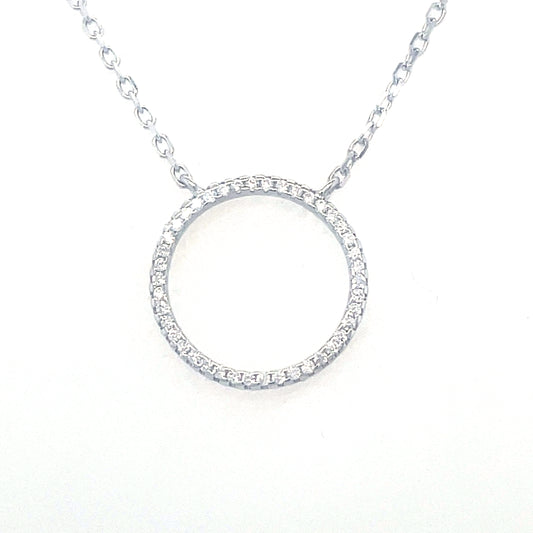 Sterling Silver Cubic Zirconia Open Circle Necklet