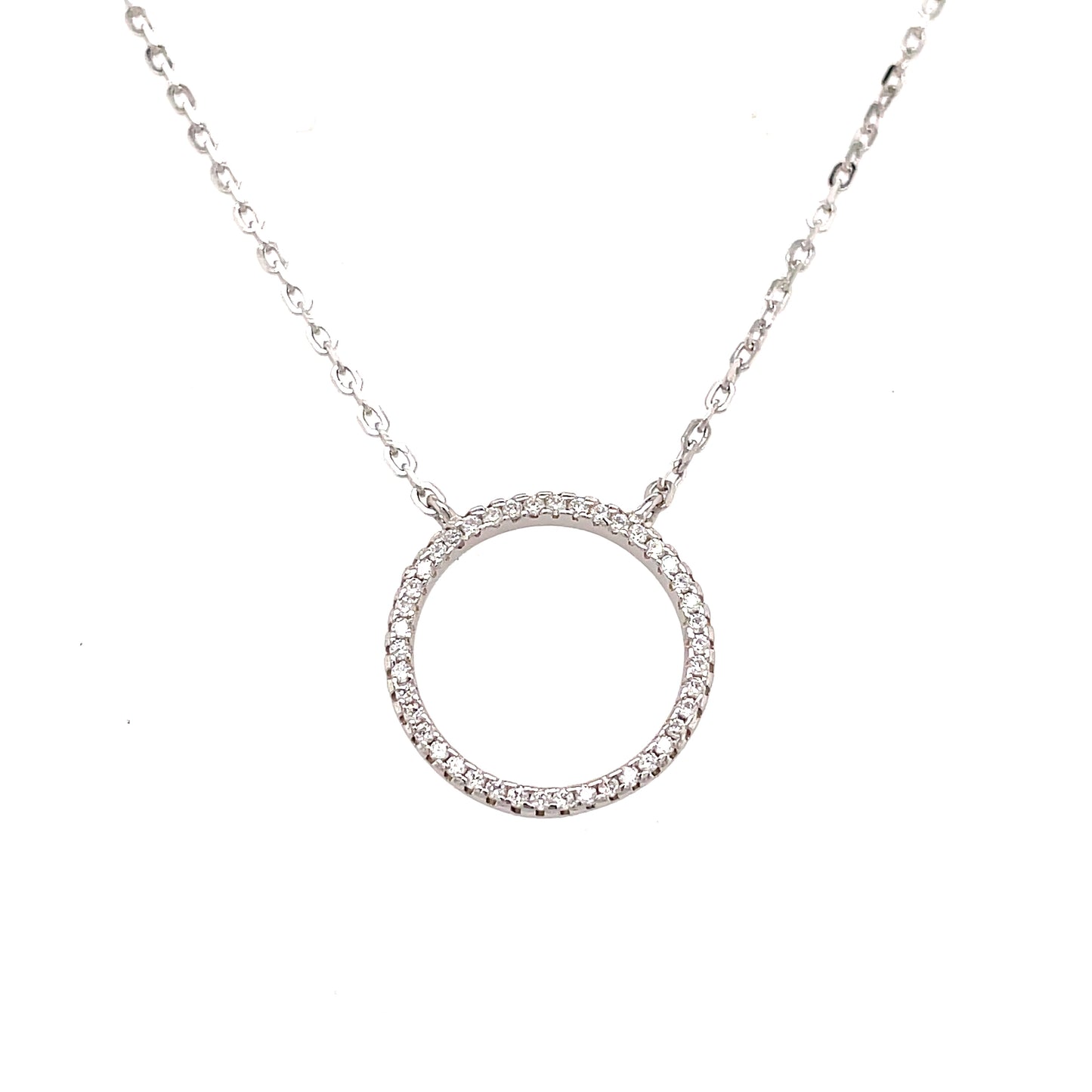 Sterling Silver Cubic Zirconia Open Circle Necklet