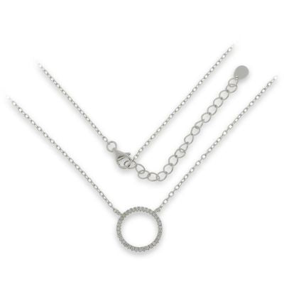 Sterling Silver Cubic Zirconia Open Circle Necklet