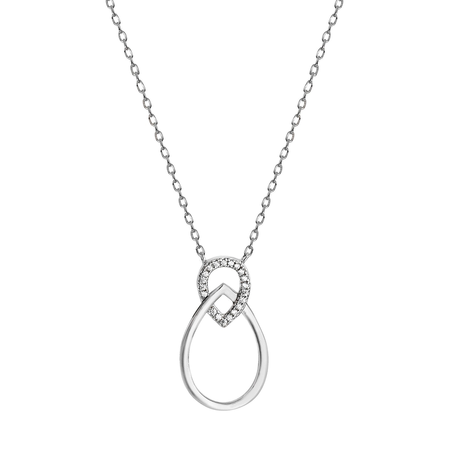 Sterling Silver Cubic Zirconia And Polished Necklet