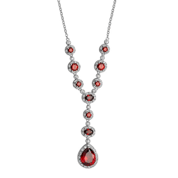 Sil N/Let Cz/Red Drp Pear