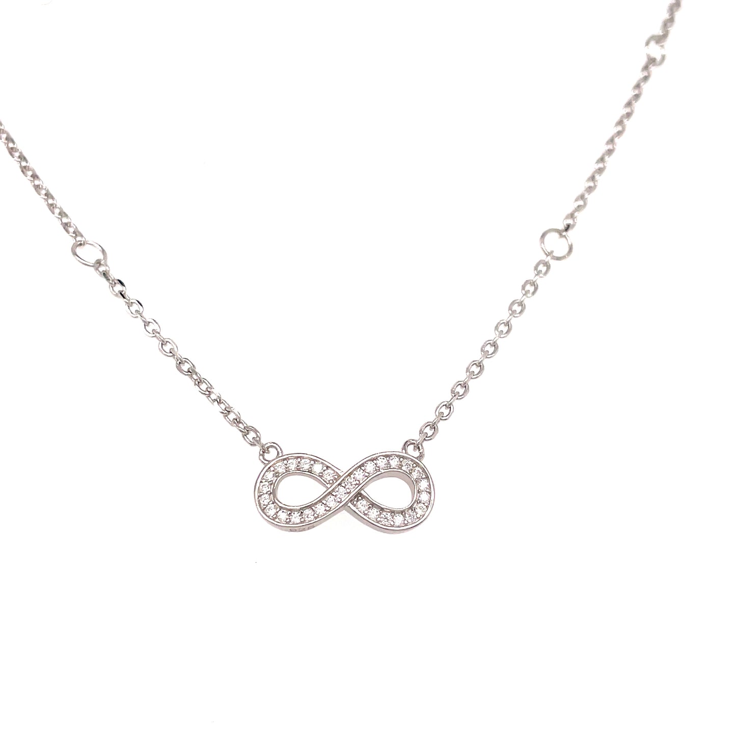 Sterling Silver Cubic Zirconia Infinity Necklet