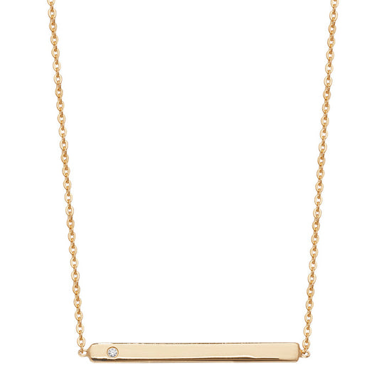 Sterling Silver Yellow Plated Stone Bar Necklet
