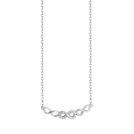 Sterling Silver Cubic Zirconia And Polished Infinity Necklet