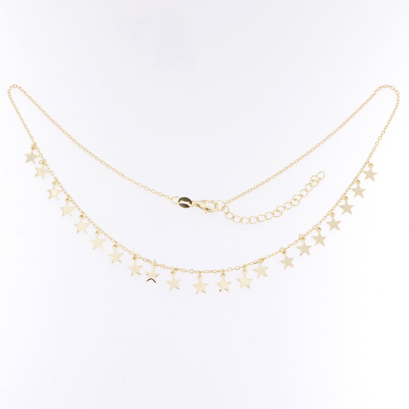 Sterling Silver Yellow Plating Scatter Star Necklet