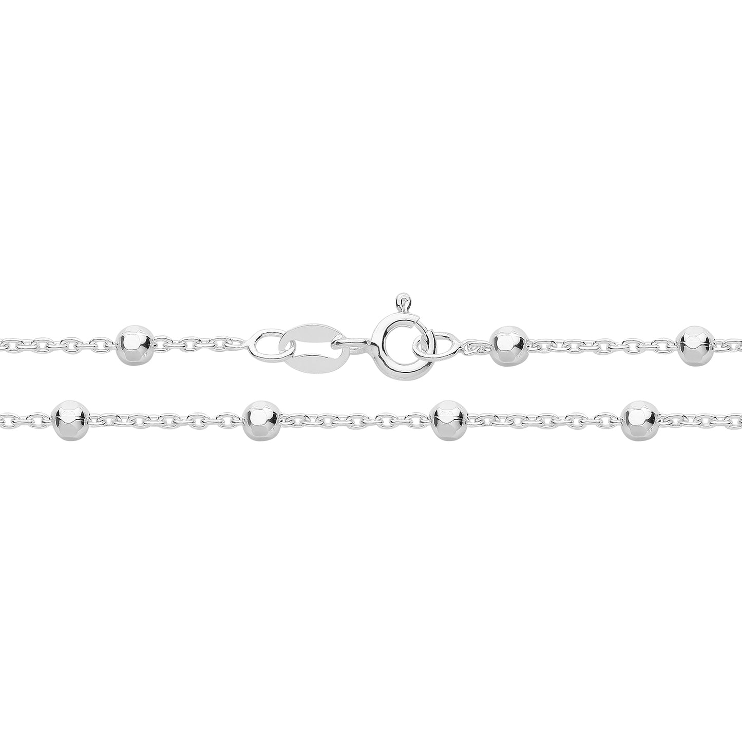Sterling Silver 20' Rolo And Beaded Chain