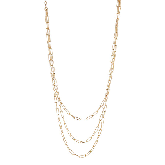 Sterling Silver And Gold Plated 3layer Open Link Necklet